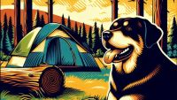 AI generated image of dog going camping